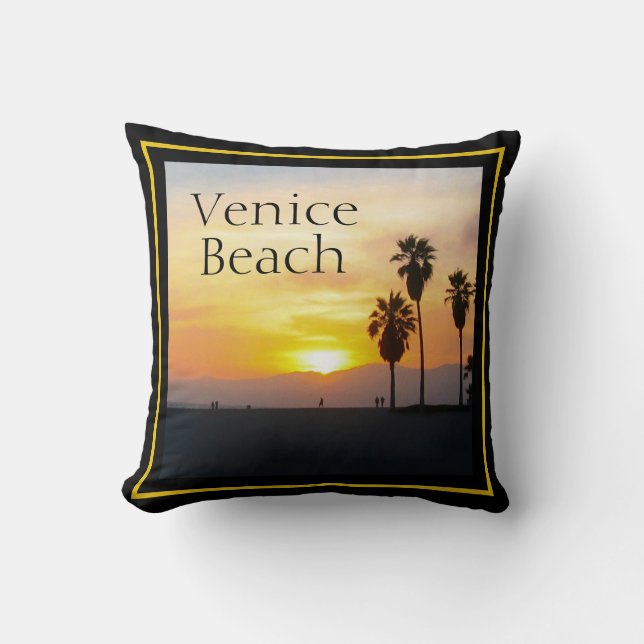 Venice Beach California Sunset Souvenir Throw Pill Kussen (Voorkant)
