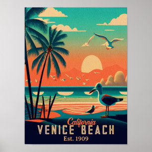 Venice Beach California Sunset Souvenirs jaren 195 Poster