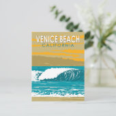 Venice Beach California Travel Art Vintage Briefkaart (Staand voorkant)