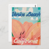 Venice Beach California Vintage Travel Poster Briefkaart (Voorkant / Achterkant)