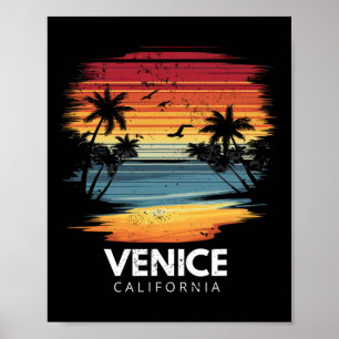 Venice Beach Californië Surfplank Surfen Vintage Poster