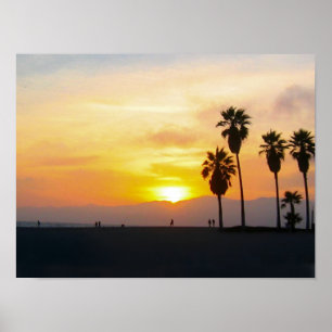Venice Beach Californië Zonsondergang Poster