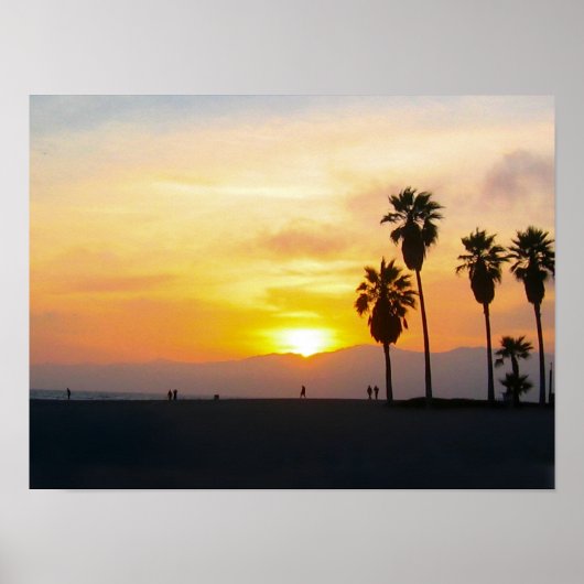 Venice Beach Californië Zonsondergang Poster (Voorkant)