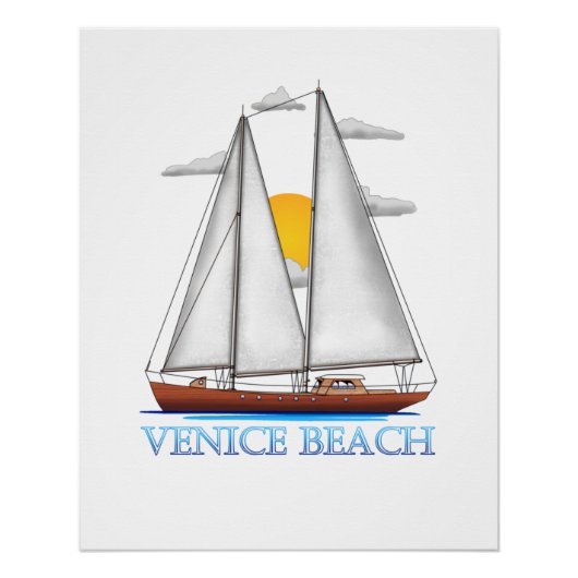 Venice Beach Coastal Nautical Sailing Sailor Perfect Poster (Voorkant)