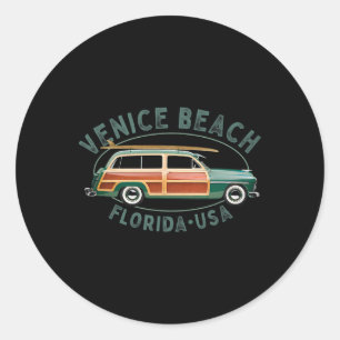Venice Beach Florida Vintage Surfdesign Voor Mij Ronde Sticker