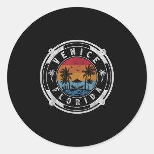 Venice Beach Florida Zomer Vakantie Vintage Zonson Ronde Sticker