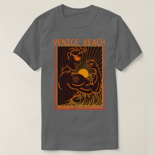 VENICE BEACH MUSCLE BEACH SURFING CALIFORNIA T-SHIRT (Design voorkant)