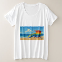 Venice Beach Rainbow Lifeguard Stand Grote Maat T-shirt