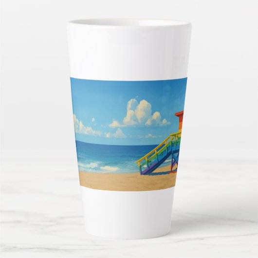 Venice Beach Rainbow Lifeguard Stand Latte Mok (Voorkant)