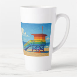 Venice Beach Rainbow Lifeguard Stand Latte Mok
