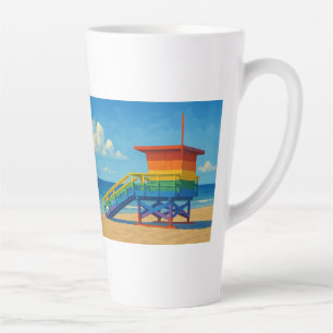 Venice Beach Rainbow Lifeguard Stand Latte Mok