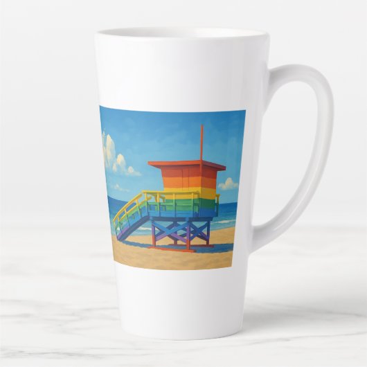 Venice Beach Rainbow Lifeguard Stand Latte Mok (Rechts)