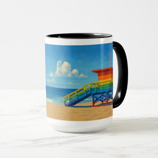 Venice Beach Rainbow Lifeguard Stand Mok (Voorkant rechts)