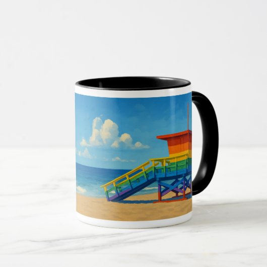 Venice Beach Rainbow Lifeguard Stand Mok (Voorkant rechts)