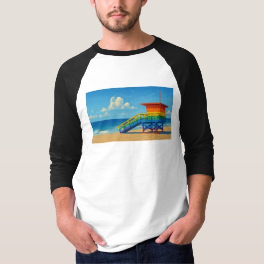 Venice Beach Rainbow Lifeguard Stand T-shirt (Voorkant)