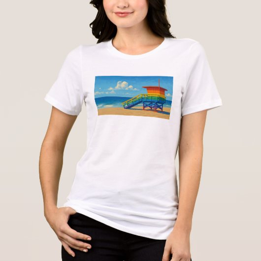 Venice Beach Rainbow Lifeguard Stand Tri-Blend Shirt (Voorkant)