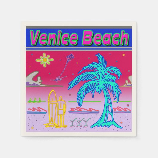 "Venice Beach" Surfer Napkins Servet (Voorkant)