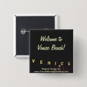 Venice Beach Vierkante Button 5,1 Cm (Voorkant /achterkant)