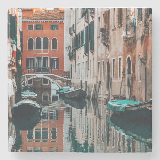 Venice Boats Stenen Onderzetter (Voorkant)