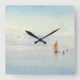 Venice Burr Fine Art Waterverf Seascape Sky Blue Vierkante Klok