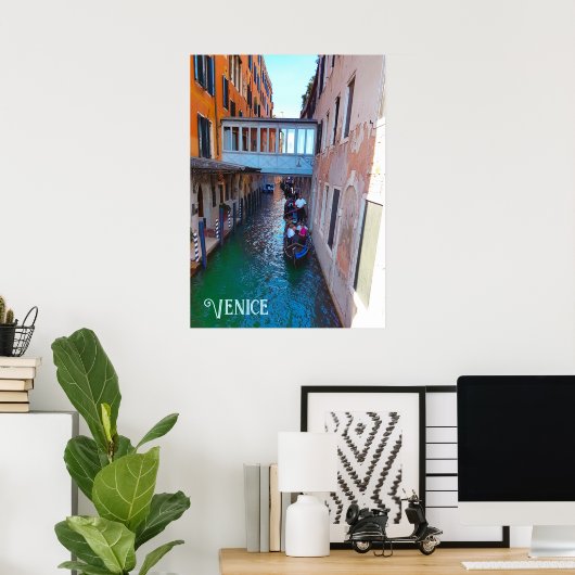 Venice Canal Gondolas Covered Skywalk Palazzos Poster (Thuiskantoor)