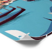 Venice Canal poster – Minimalistische platte vecto (Hoek)