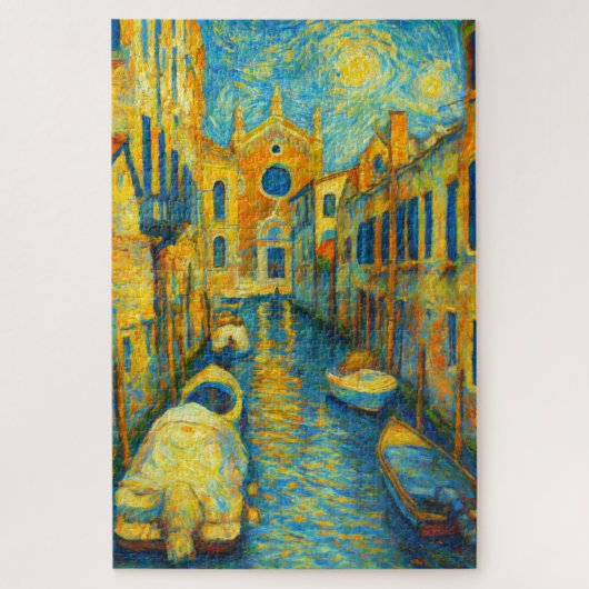 Venice Canal Starry Night Impressionist Art Puzzle Legpuzzel (Verticaal)