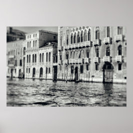 Venice Canal Waterway Italy Black & White Building Poster