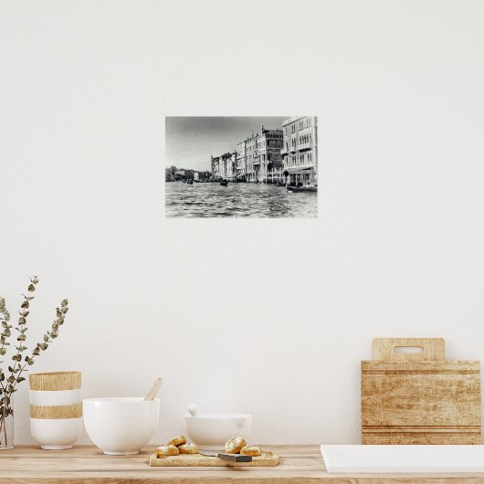 Venice Canal Waterway Italy Gondola Black & White Poster (Keuken)
