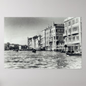 Venice Canal Waterway Italy Gondola Black & White Poster (Voorkant)
