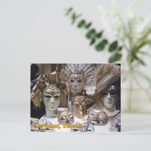 Venice Carnaval maskers Briefkaart (Staand voorkant)