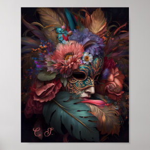 Venice Carnival Florals Poster