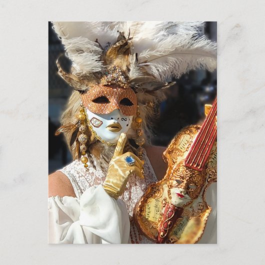 Venice Carnival Violin MaskLady Puzzle Briefkaart (Voorkant)