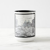 Venice City Black en White Ringer 15oz Mok (Midden)