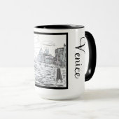 Venice City Black en White Ringer 15oz Mok (Voorkant rechts)