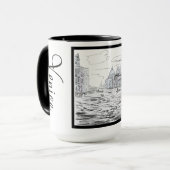 Venice City Black en White Ringer 15oz Mok (Voorkant links)