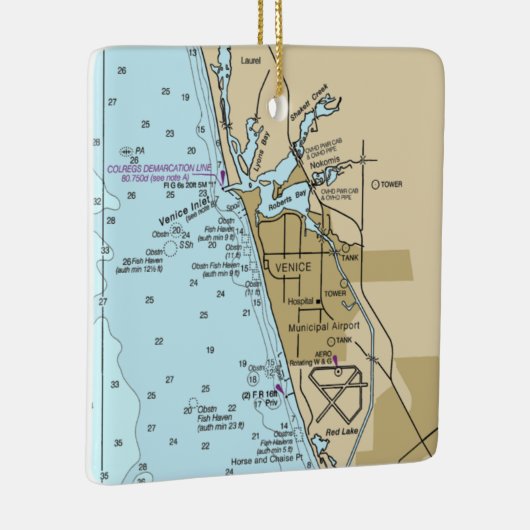 Venice Florida Chart Keramisch Ornament (Rechts)