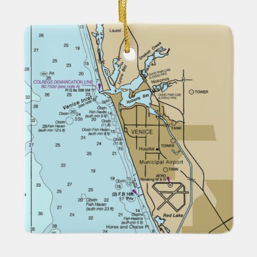Venice Florida Chart Keramisch Ornament (Voorkant)