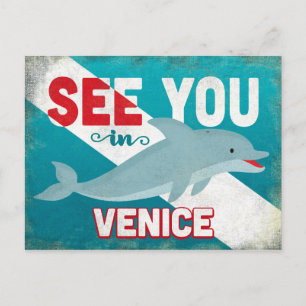 Venice Florida Dolphin - Retro Vintage Travel Briefkaart