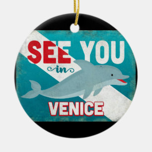 Venice Florida Dolphin - Retro Vintage Travel Keramisch Ornament