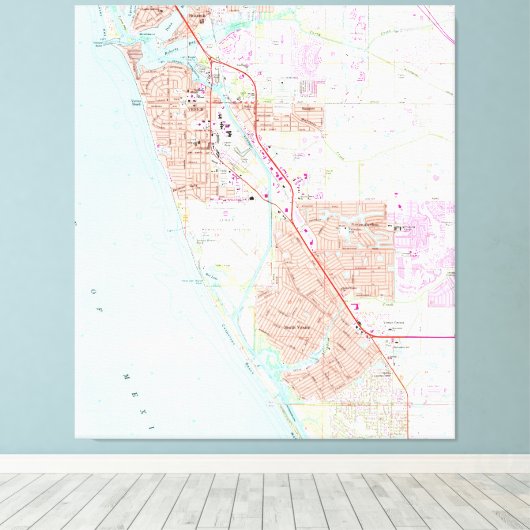 Venice Florida Map (1973) Canvas Afdruk (Insitu (Houten vloer))