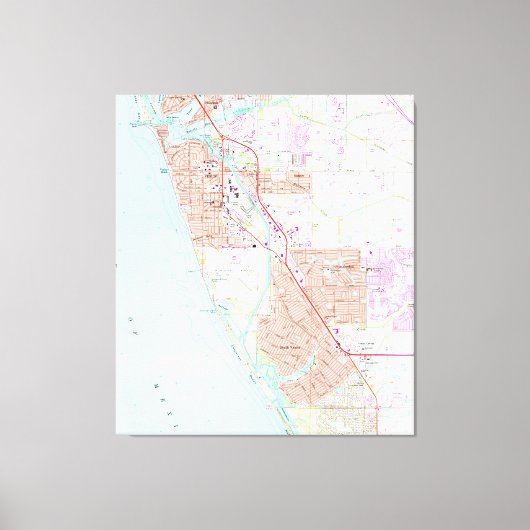 Venice Florida Map (1973) Canvas Afdruk (Voorkant)