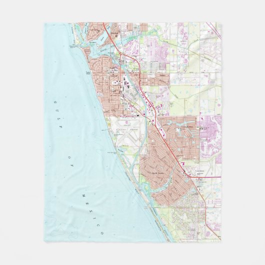 Venice Florida Map (1973) Fleece Deken (Voorkant)