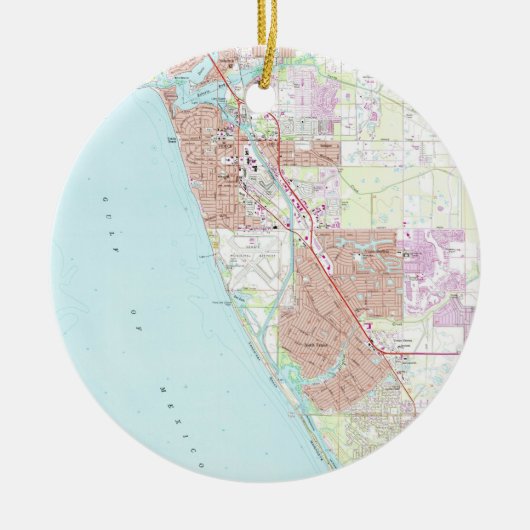 Venice Florida Map (1973) Keramisch Ornament (Voorkant)