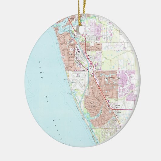 Venice Florida Map (1973) Keramisch Ornament (Links)