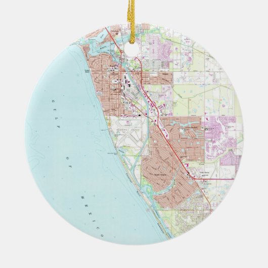 Venice Florida Map (1973) Keramisch Ornament (Achterkant)