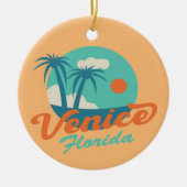Venice Florida Retro Style Palm Trees en Beach Keramisch Ornament (Voorkant)