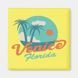 Venice Florida Retro Style Palm Trees en Beach Magneet