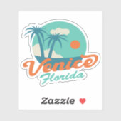 Venice Florida Retro Style Palm Trees en Beach Sticker (Vel)