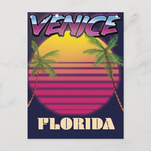 Venice Florida retro vakantie poster Briefkaart (Voorkant)